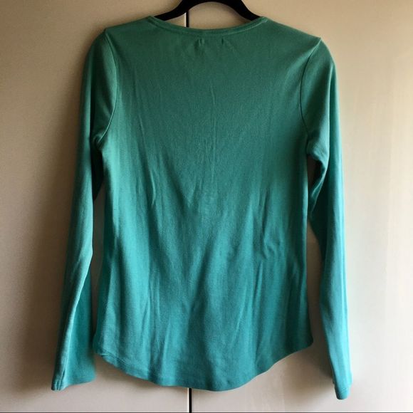 US Polo Assn teal long sleeve cotton henley shirt buttoned front size medium​ - Picture 6 of 8